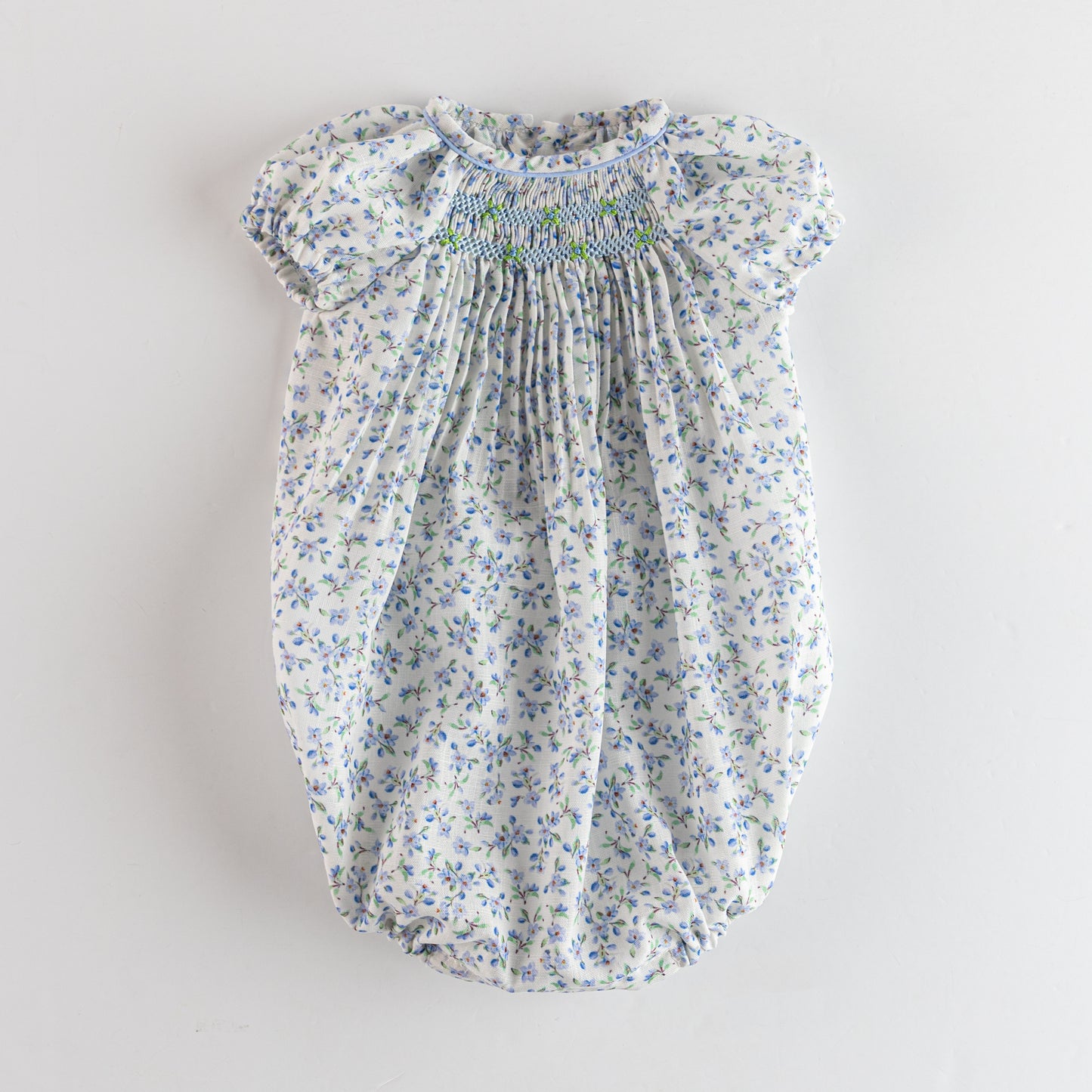 Floral Smocked Romper - Blue