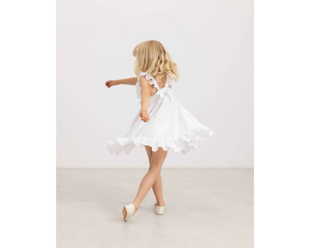 White Danita Frill Dress