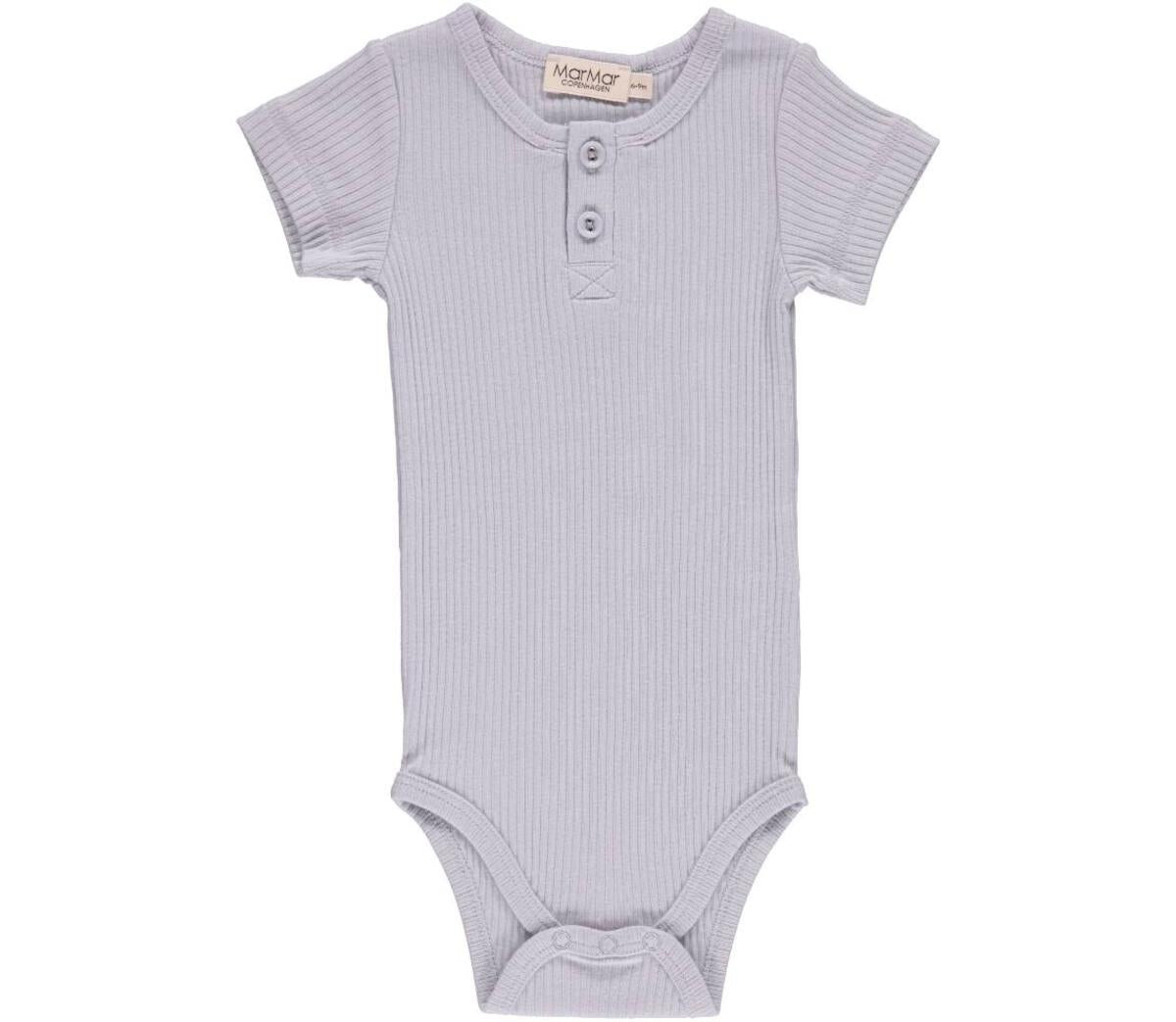 Short Sleeve Ribbed Henley Body Set - Light Blue