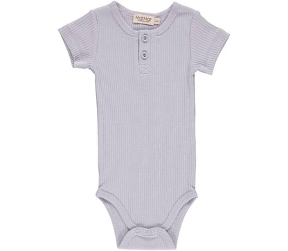 Short Sleeve Ribbed Henley Body Set - Light Blue