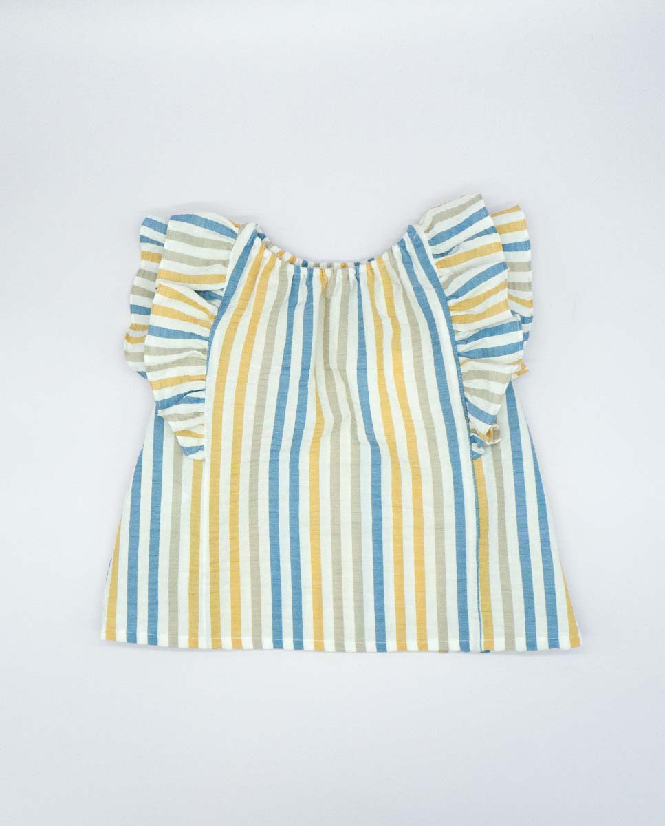 Yellow Striped Shorts Set