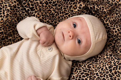 Long Sleeve Ribbed Henley Body Set - Off White