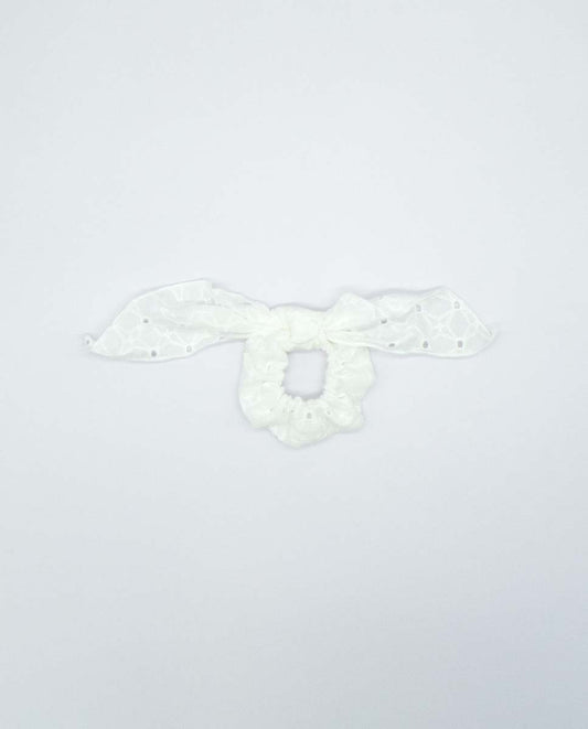 White Eyelet Scrunchie