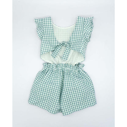 Green Gingham Cutout Jumpsuit