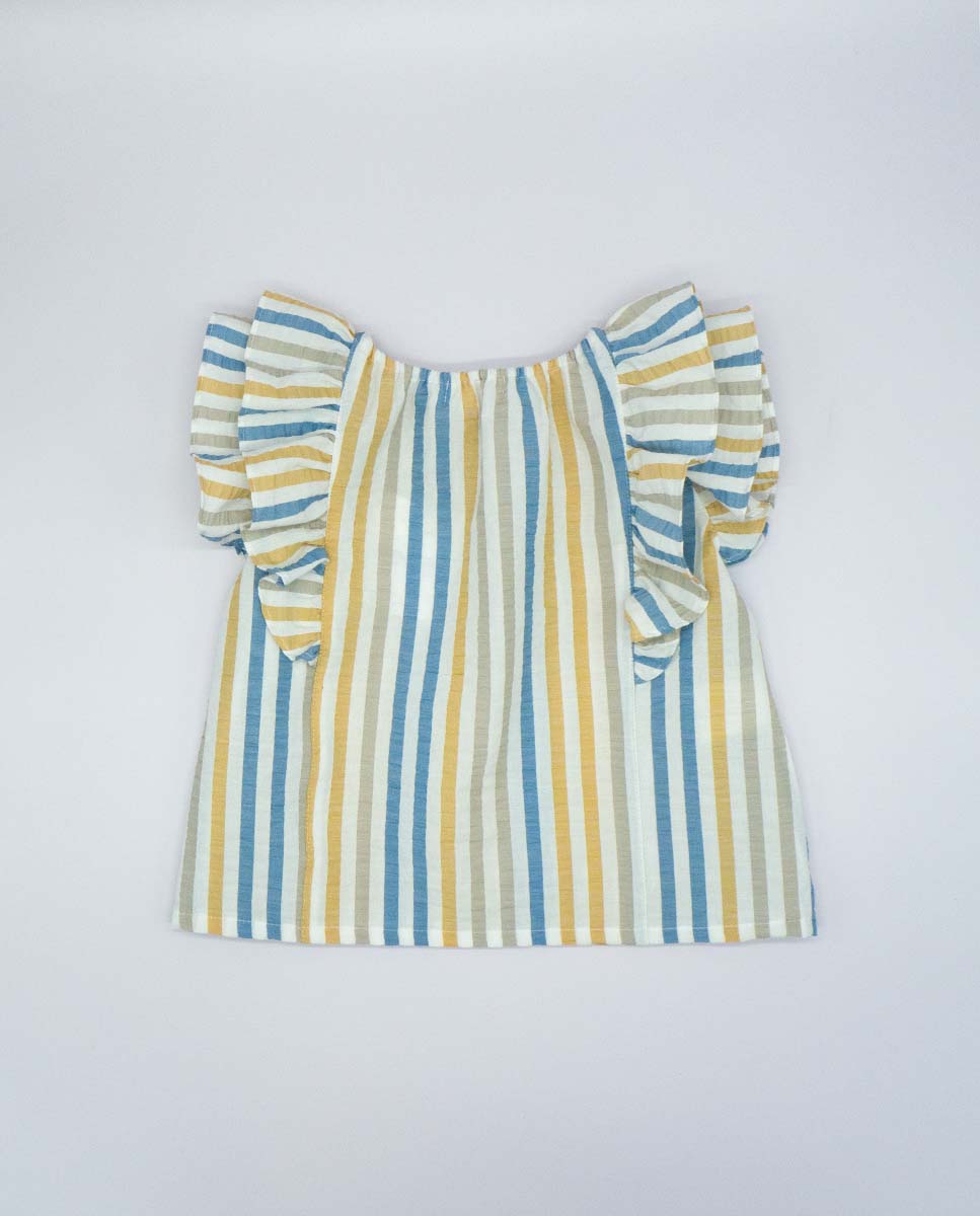Yellow Striped Shorts Set