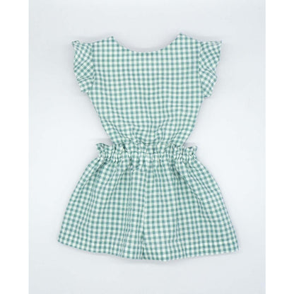 Green Gingham Cutout Jumpsuit
