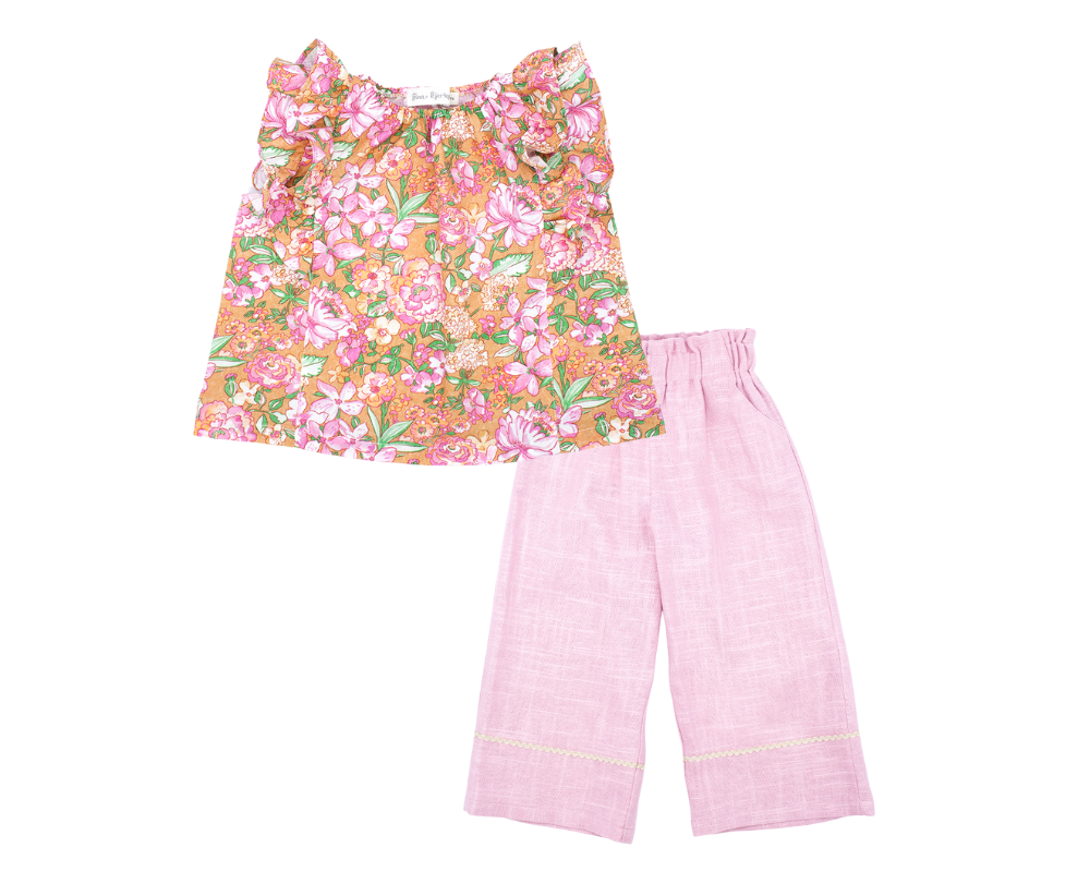 Ochre Rosa Linen Pants Set