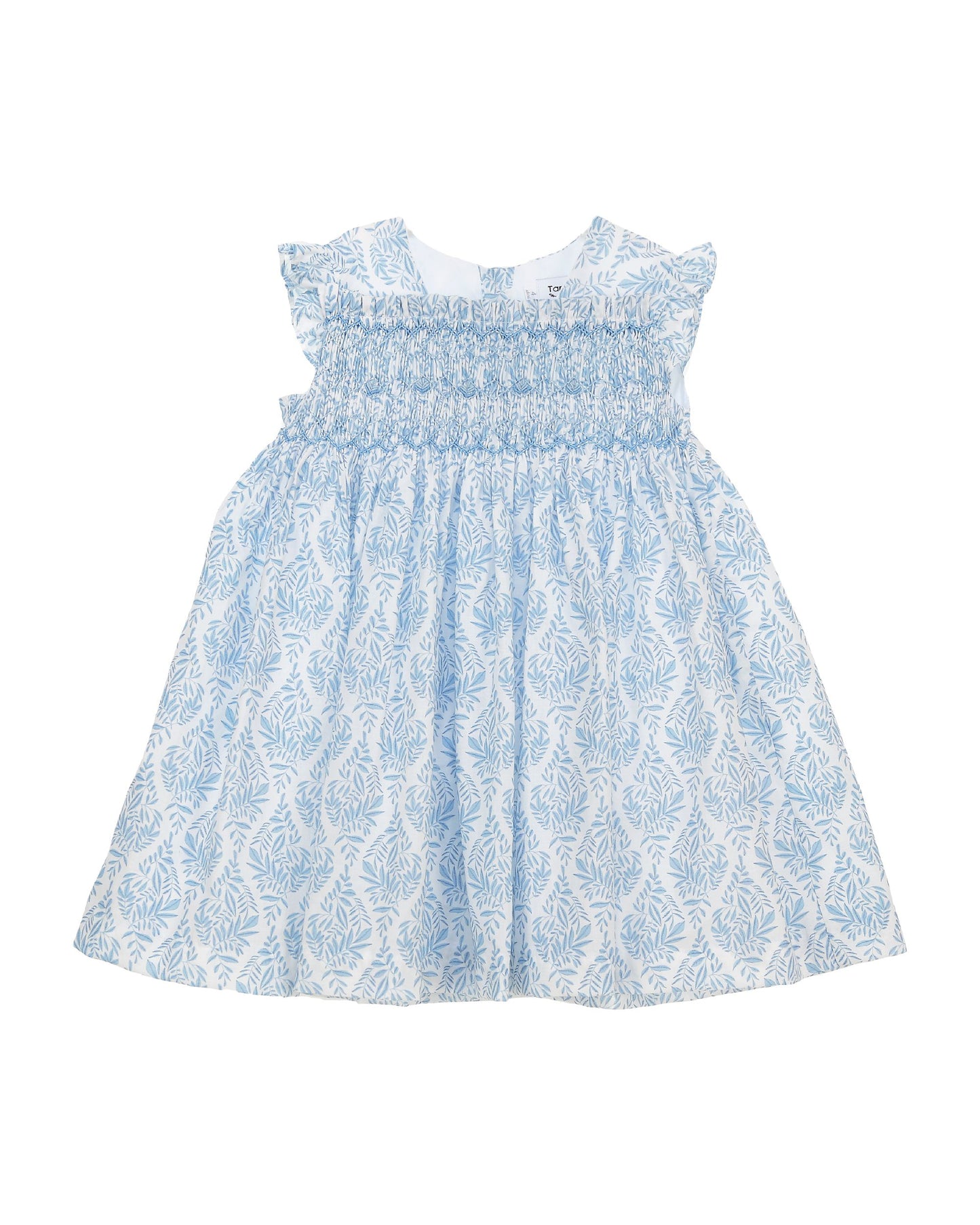 Blue botanical girls dress with flutter sleeves and cotton summer dress toddler