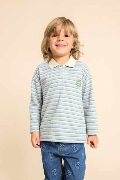 Conrad Polo - Blue Air Green Stripe