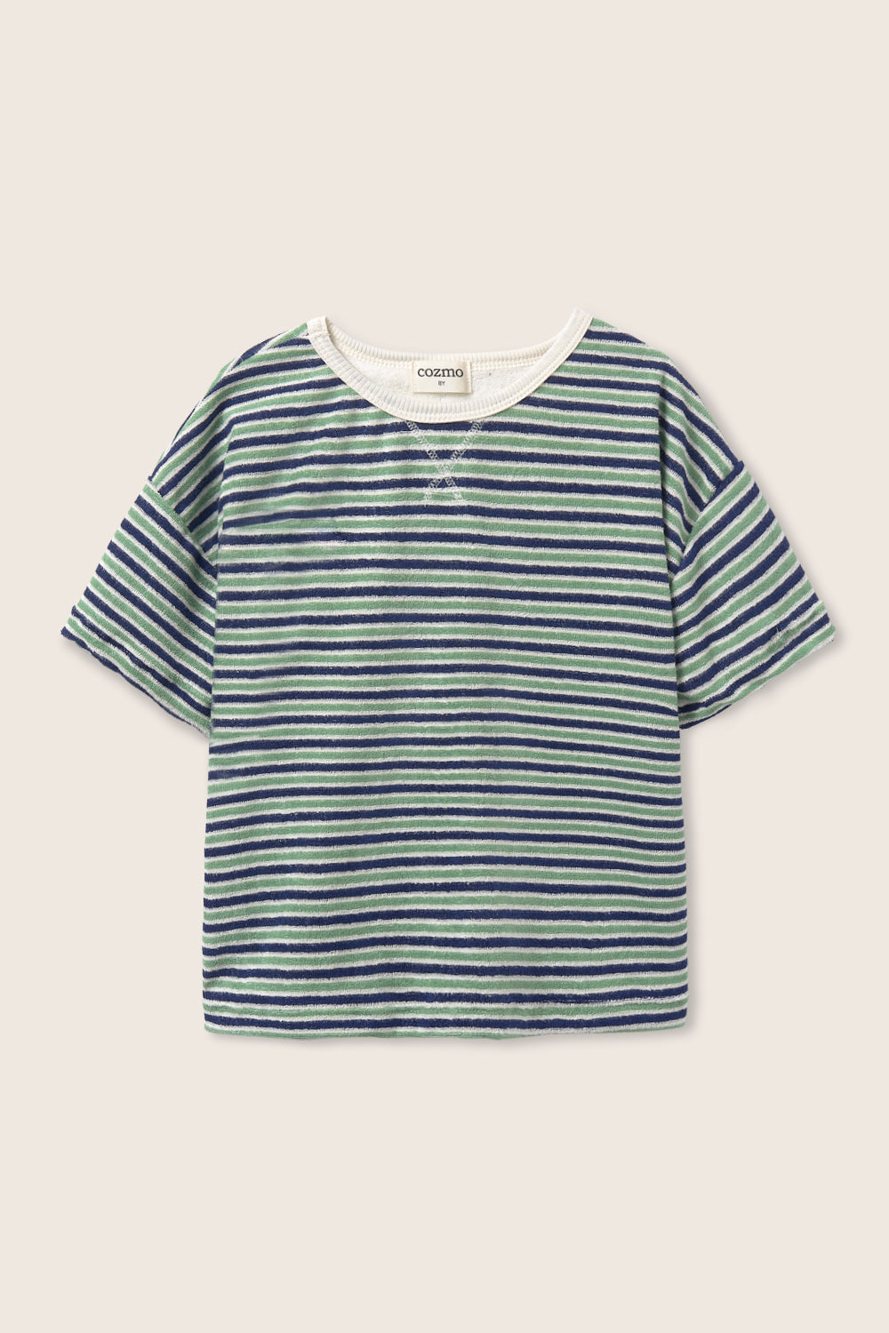 Blue Green Striped Shorts Set