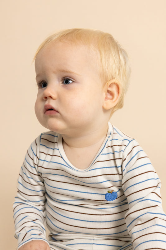 Emil Baby Set - Brown Blue Stripe