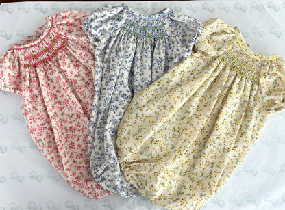 Floral Smocked Romper - Pink