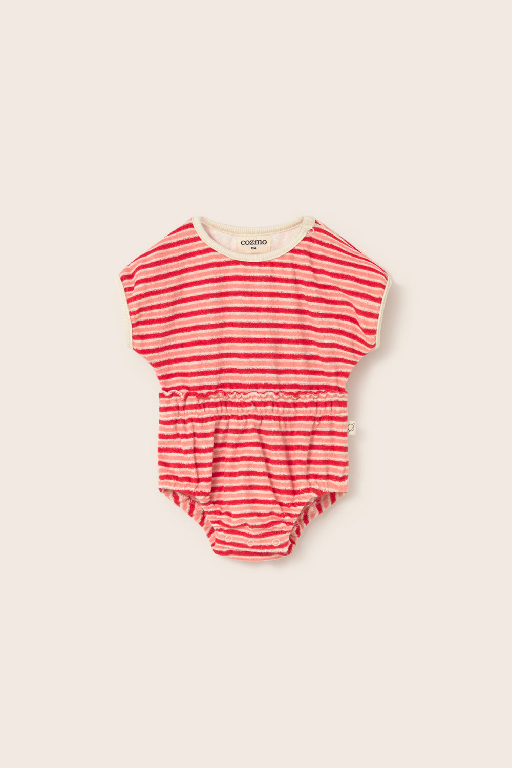 Pink Tomato Striped Terry Romper