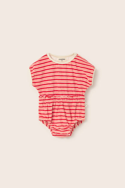 Pink Tomato Striped Terry Romper