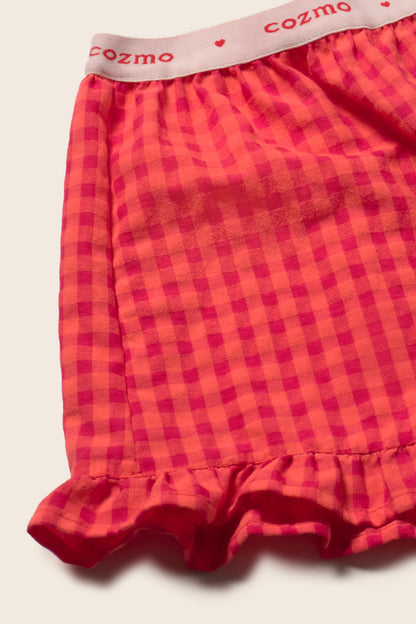 Red Gingham Shorts Set