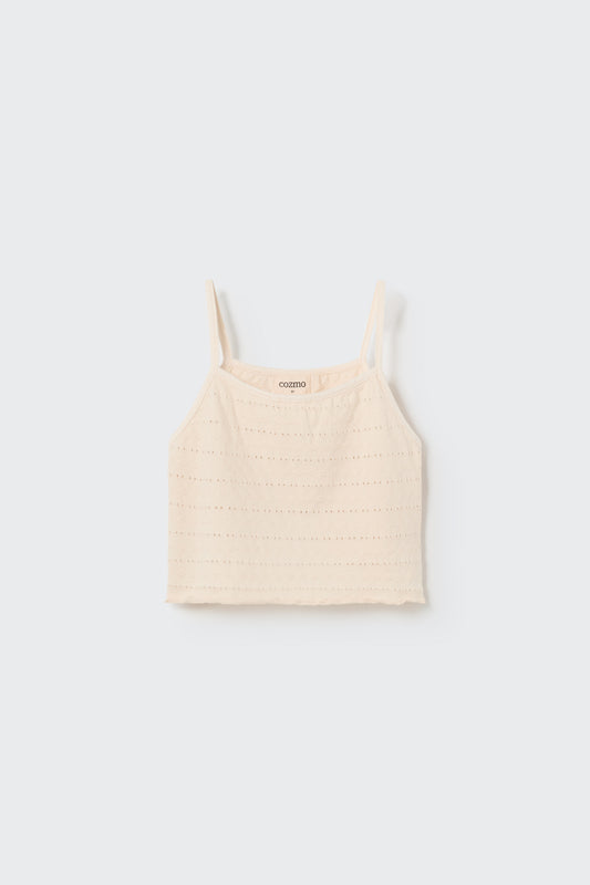 Leire Embellished Jacquard Crop Top in Ivory