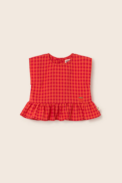 Red Gingham Peplum Baby Set