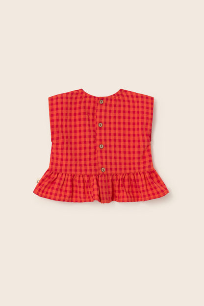 Red Gingham Peplum Baby Set