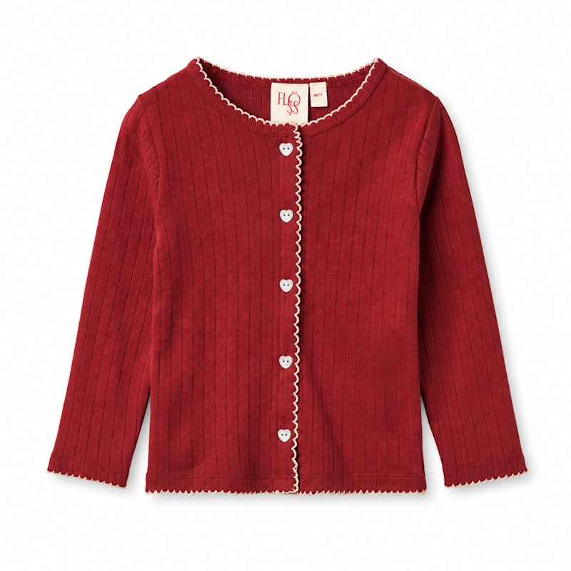 Liva Pointelle Cardigan Set - Dark Cranberry