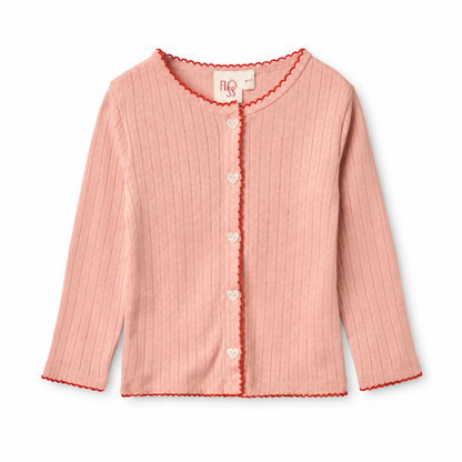 Liva Pointelle Cardigan Set - Warm Pink