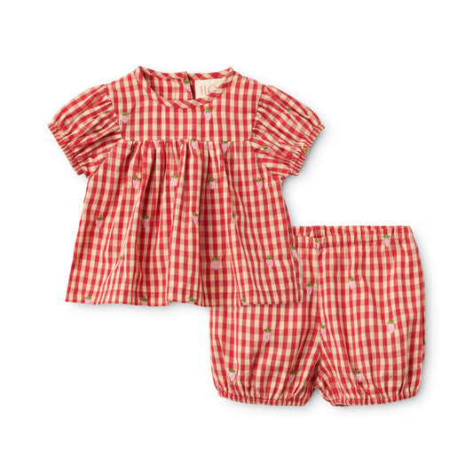 Molly Pineberry Baby Set - Berry Gingham