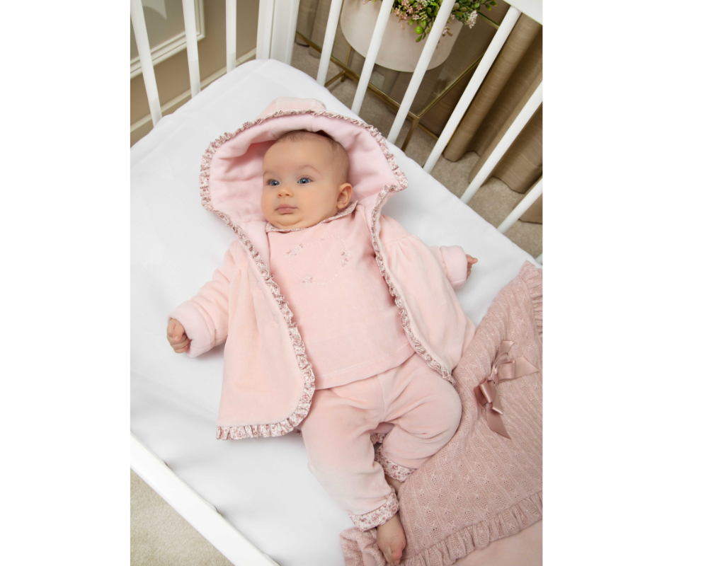 Pink Heart Velour Sweater Set