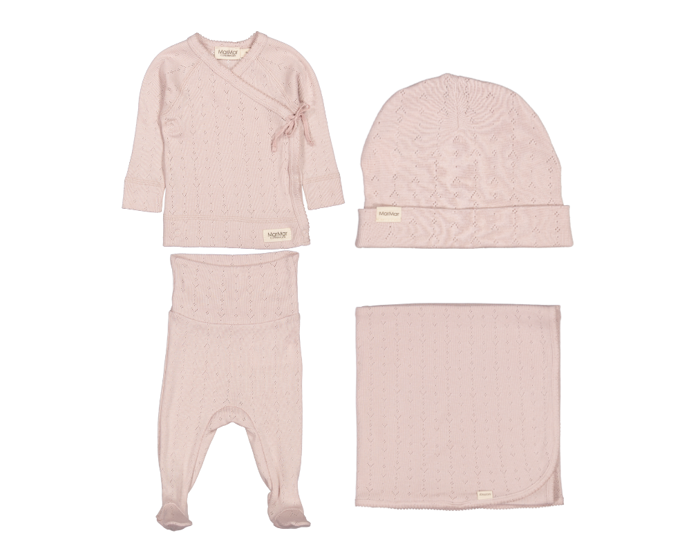 Pointelle Tut Wrap Layette Gift Set - White Flour