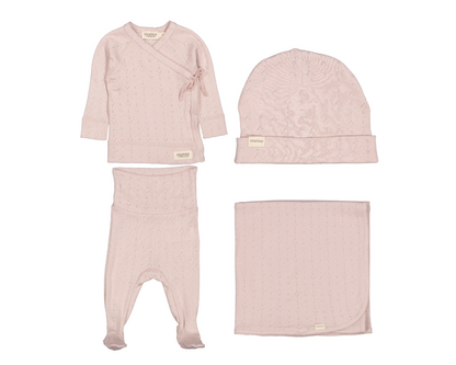 Pointelle Tut Wrap Layette Gift Set - White Flour