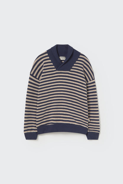 Soft Stripes Collar Sweater and Dobby Denim Pocket Pants