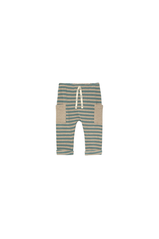 soft stripes knit baby pants - artic blue