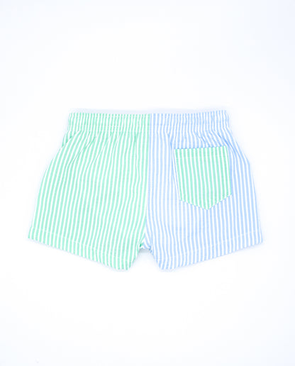 Blue and Green Striped Swimsuit