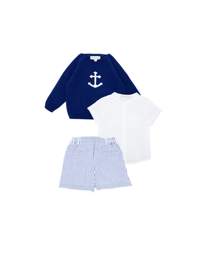 Navy Anchor 3pc Sweater Set
