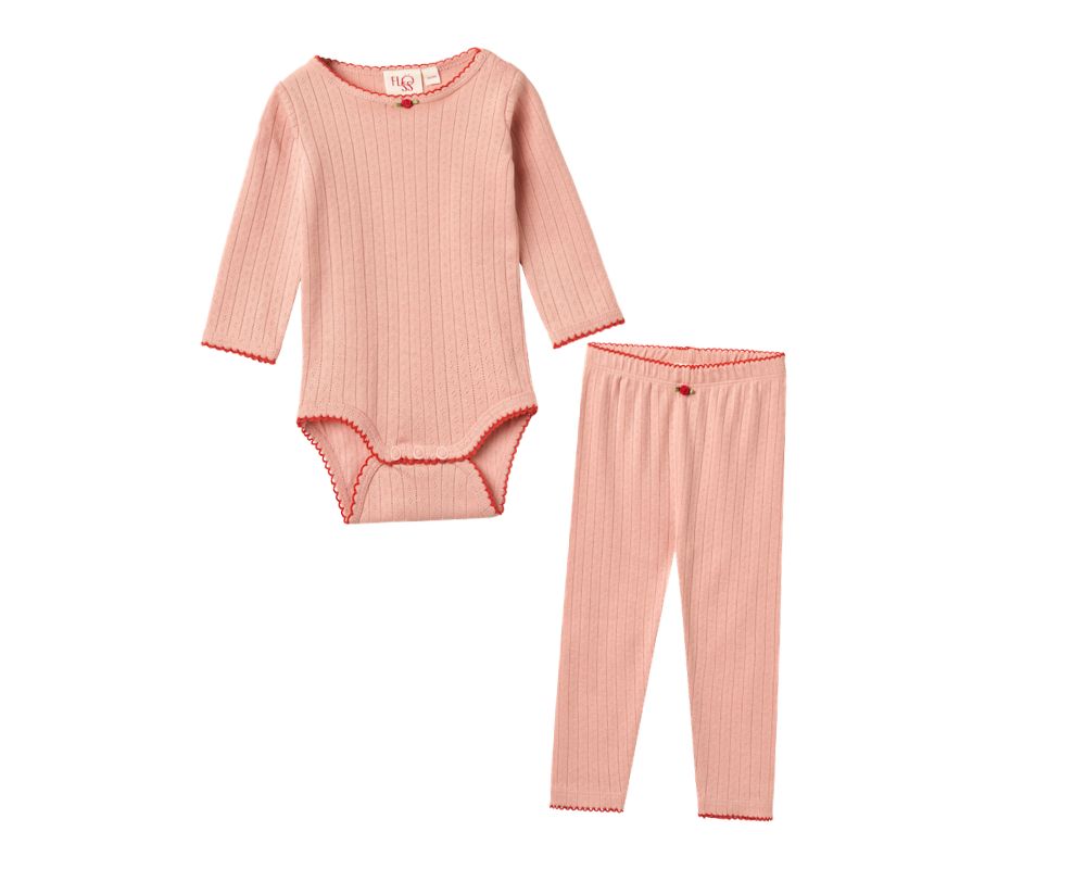 Liva Pointelle Baby Set - Warm Pink