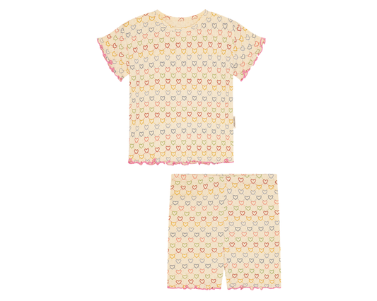 Heart Pointelle Shorts Set