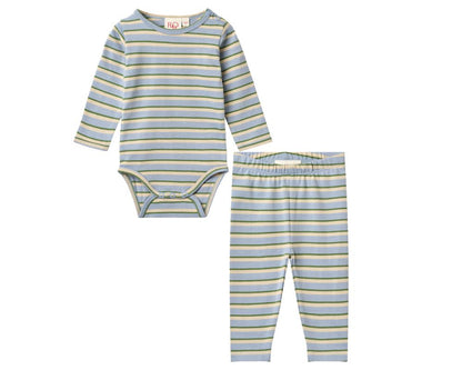Conrad Baby Set - Blue Air Green Stripe