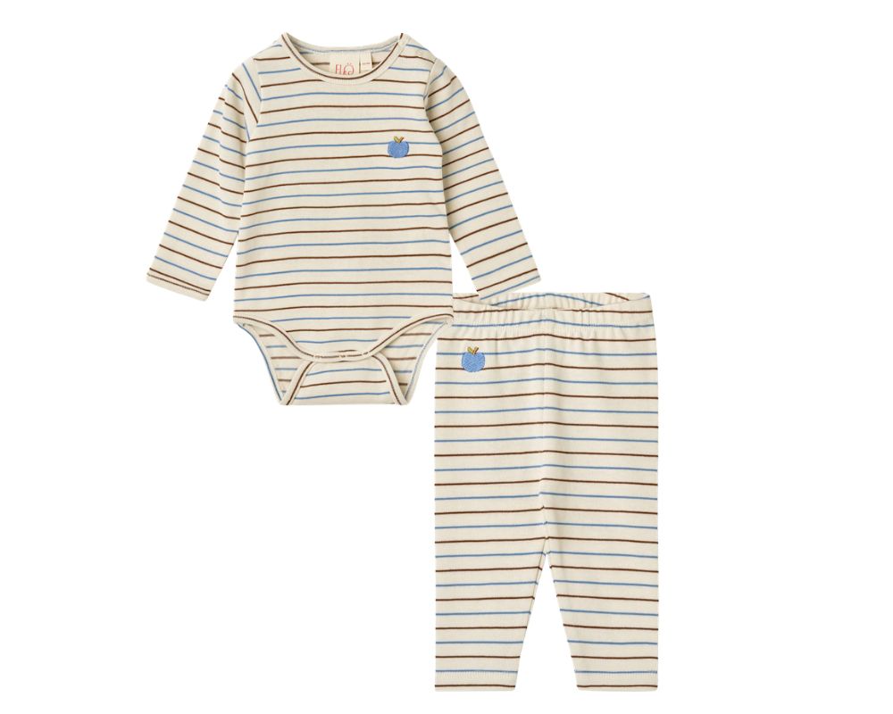 Emil Baby Set - Brown Blue Stripe