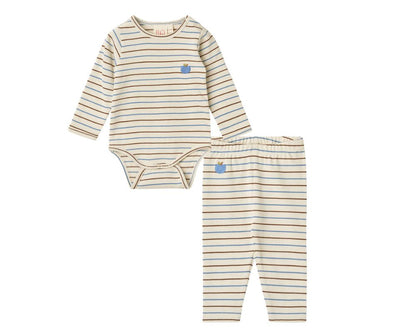 Emil Baby Set - Brown Blue Stripe