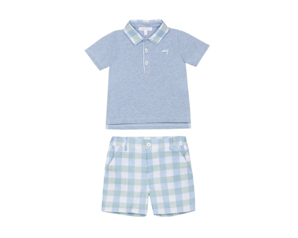 Green Checkered Shorts Set