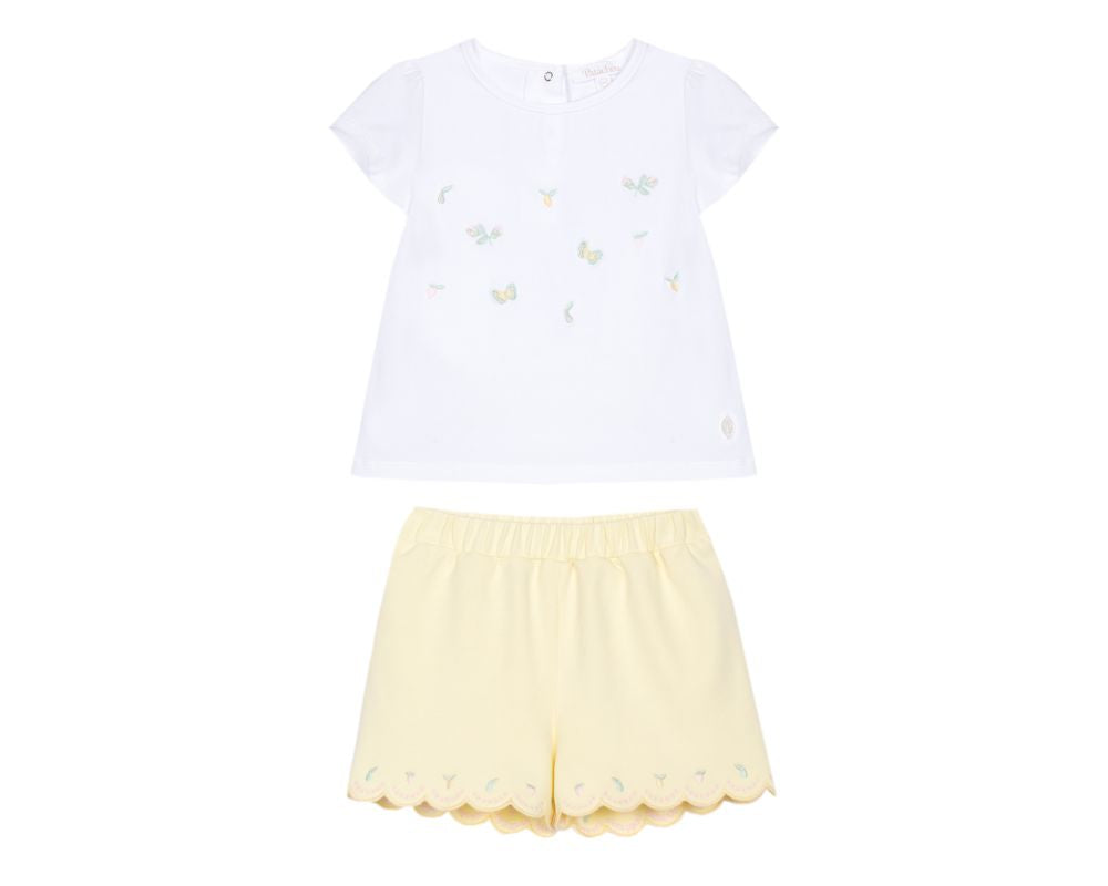 Yellow Butterfly Shorts Set
