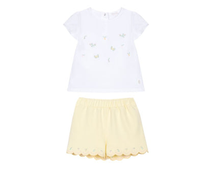 Yellow Butterfly Shorts Set