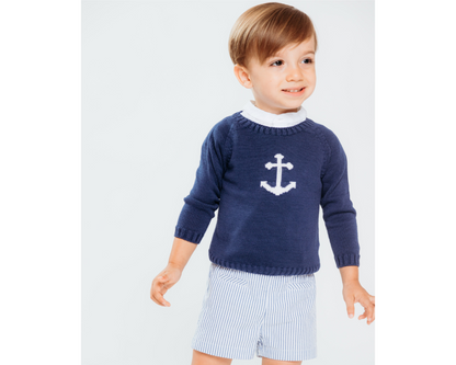 Navy Anchor 3pc Sweater Set
