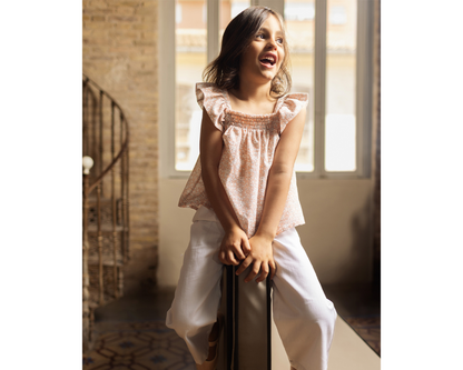 Flor Rosa Belted Pants Apricot Set