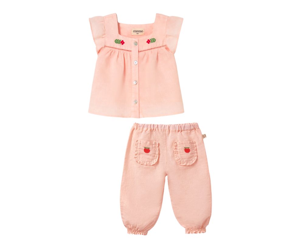 Cloud Pink Linen Pants Set