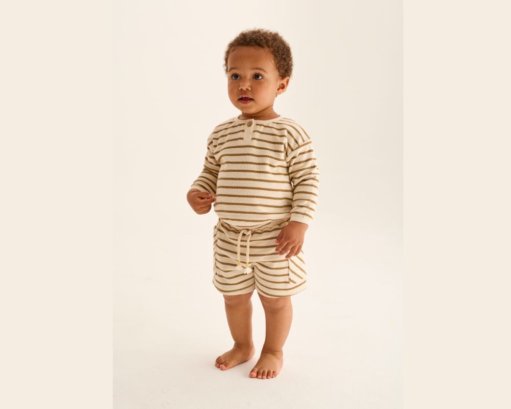 Sand Double Striped Baby Shorts