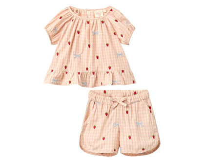 Dolly Bow Shorts Set - Gingham
