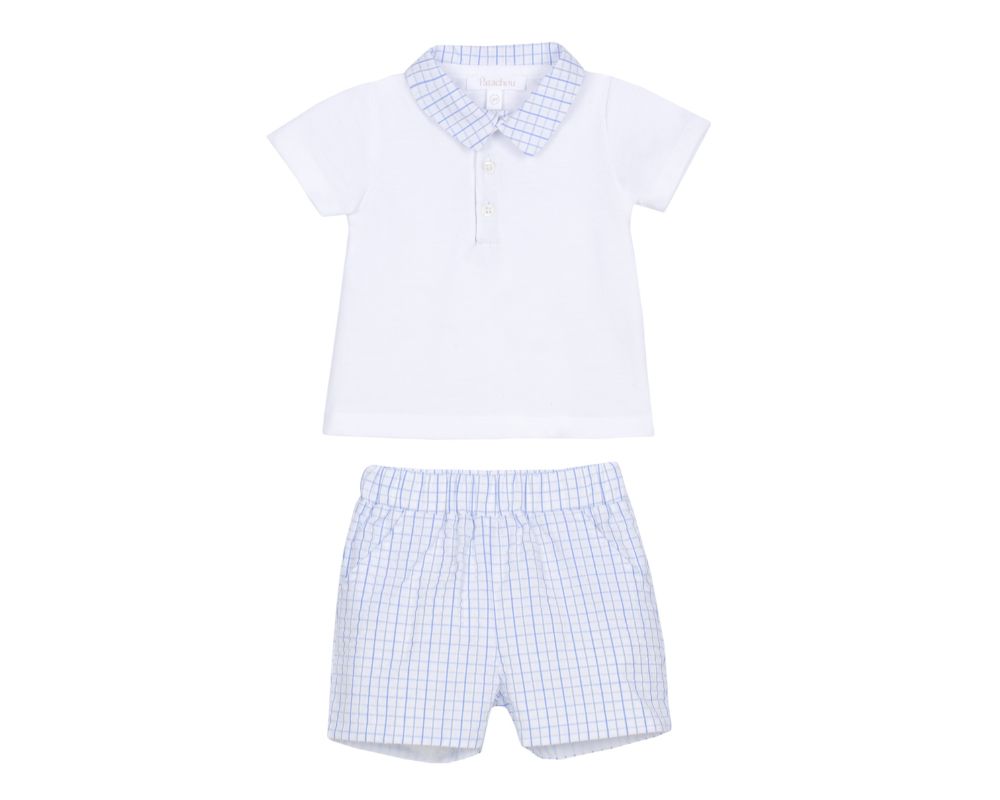 Boy Checkered Shorts Polo Set