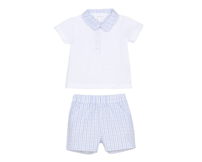 Boy Checkered Shorts Polo Set
