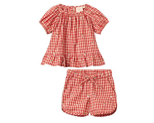 Molly Pineberry Shorts Set - Berry Gingham