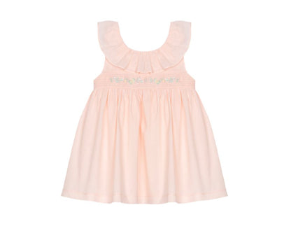 Elegant Salmon Embroidered Dress