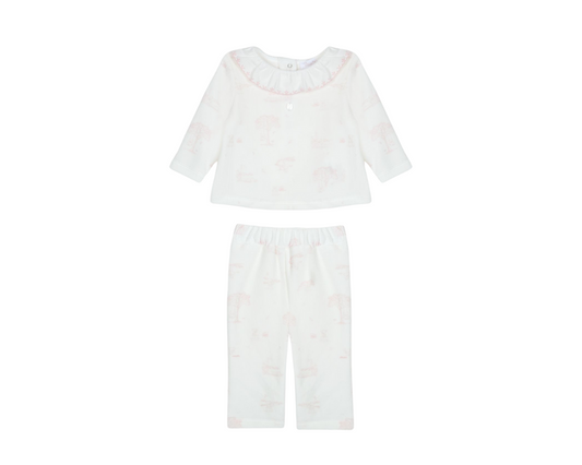 Knit Sweet Toile de Jouy  Velour Baby Set